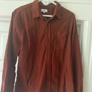 Maroon corduroy button down shirt AG